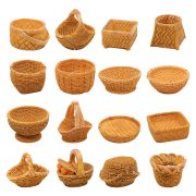 Creative Customizable Miniature Wicker Basket Bamboo Woven Decorative Ornament Versatile Storage Frame Resin Craft - Image 5