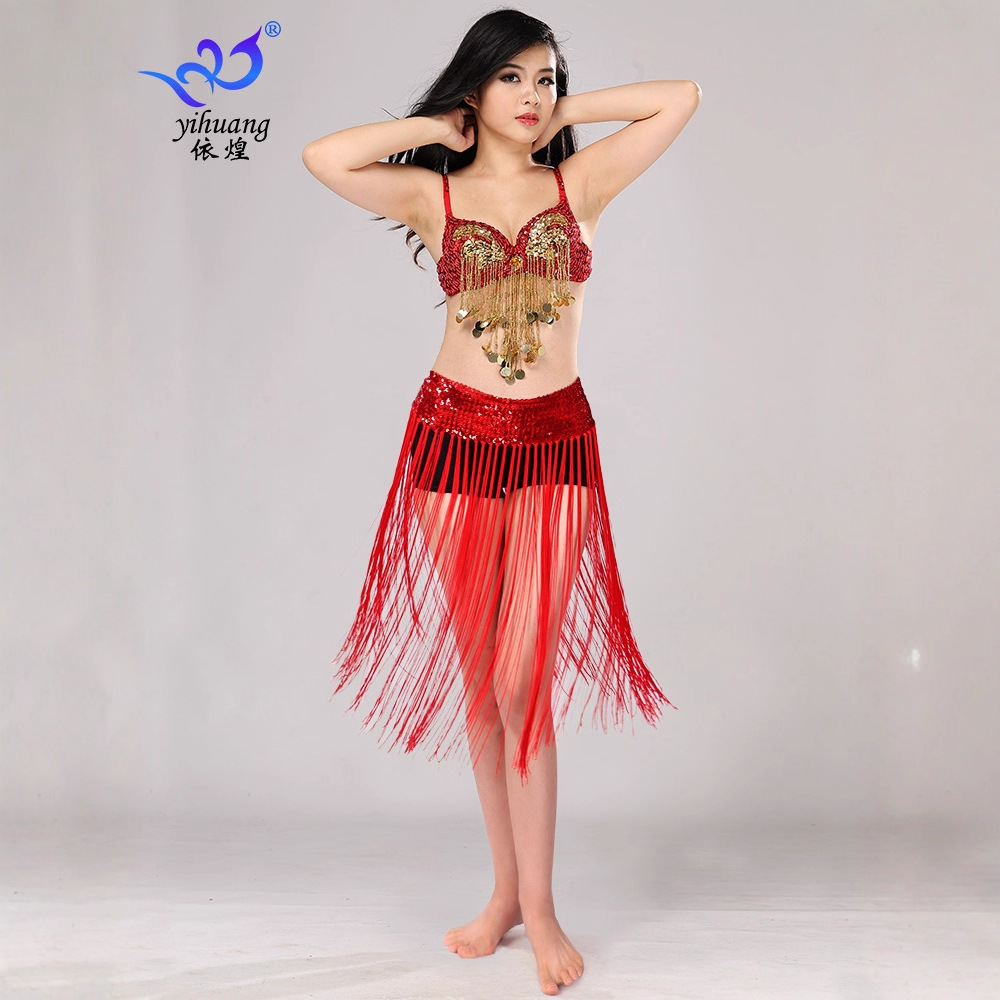 O1CN01gVYiyc24xMYAzcLoa_2281477457-0-cib.jpg Adult Stage Performance Costume Sequin Skirt Handmade Bra Tassel Skirt Belly Dance Outfit Glitter Stage Wear - Image 1