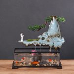 Creative Ceramic Flowing Water Fountain Ornament for Home Office Aquarium Feng Shui Desktop Mist Business Gifts
