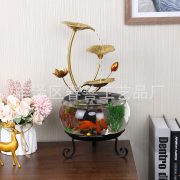 Glass Fish Tank Water Fountain Ornament for Desktop Home Office Front Desk Landscape Decoration Continuous Flow Design - Image 4