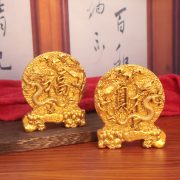 新款龙凤财福摆件龙凤呈祥招财纳福金属工艺品吉祥桌面装饰摆件 - Image 4