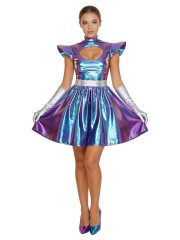5万圣节太空人cosplay裙子全息亮片未来感连衣裙科技派对机器人裙 - Image 5