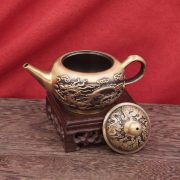 黄铜复古龙凤茶壶做旧中式茶具套装供奉用品客厅铜器观赏摆件批发 - Image 3