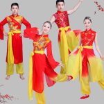 New Adult Square Dance Yangge Costume Men Women Drum Performance Outfit Red Door Opening Ethnic Celebration Dance Showwear