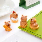 Adorable DIY Customizable Capybara Porcupine Cake Milk Tea Themed Decorative Resin Ornament for Desktop Decoration - Image 3