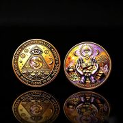 Cross-Border Lucky Coin God's Eye Hopeful Wealth VU Color Printed Hard Coins Custom Metal Medal Badge Gift