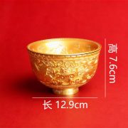 沙金龙凤碗聚宝盆摆件聚财招财进宝可旋转碗金饭碗桌面金属工艺品 - Image 4