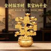 Alloy Fortune Tree Rotating Money Pot Wealth Attraction Office Living Room Decor Custom Metal Medal Badge Gift Lucky Charm