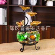 Desktop Mini Fish Tank Flowing Water Fountain Ornament Wealth Attracting Decor for Entrance Living Room Office Craft - Image 2