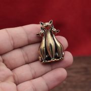 黄铜猫摆件实心黄铜工艺家居客厅玄关装饰办公室桌面茶宠精致摆件 - Image 3