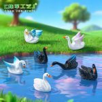 Customizable Decorative Swan Ornament Resin Craft Blue Pink Black Color Garden Landscape DIY Decoration Accessory Eco-Friendly Bottle Decor