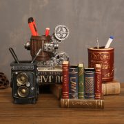 Retro Sax Violin Book Decorative Resin Pen Holder Customizable Living Room Study Desktop Decoration Artisanal Craft - Image 2
