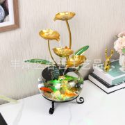 Simplified Desktop Colorful Light Glass Aquarium Ornament Craftwork Lucky Water Flowing Fountain for Office Front Desk Coffee Table - Image 4