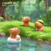 Customizable Decorative Ornaments Miniature Landscape Cute Lotus Leaf Hat Capybara Doll Garden Sculpture DIY Decoration Accessories - Image 4