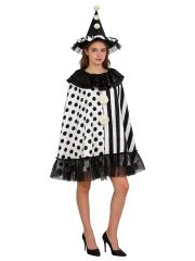 Adult Black White Witch Clown Shawl Halloween Stage Performance Party Cloak Cosplay Masquerade Gown - Image 5