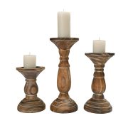 New Arrival Wooden Brown Retro Candelabra Set Three-Piece Party Decoration Home Restaurant Roman Column Ornament - Image 5