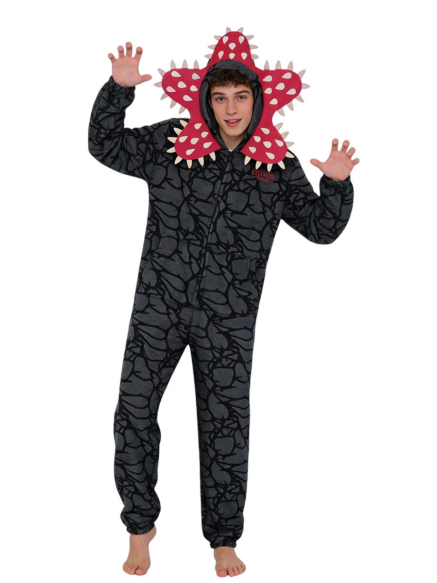 O1CN01j8DzUU1Ke9drlb1Oh_2269981188-0-cib.jpg Stranger Things Hooded Pajamas Floral Print Unisex Christmas Party Sleepwear Role-playing Stage Costume Adult Size - Image 1