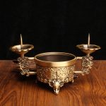 Bronze Incense Holder Buddha Hall Candle Home Living Room Artifacts Antique Chinese Elephant Candlestick Metal Copperware