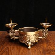 Bronze Incense Holder Buddha Hall Candle Home Living Room Artifacts Antique Chinese Elephant Candlestick Metal Copperware
