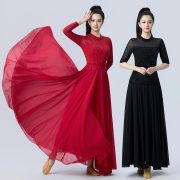 Modern Dance Costume Long Sleeve Maxi Skirt Adult Stage Performance Dress Waltz Long Dress Practice Uniform Square Dancing - Image 2