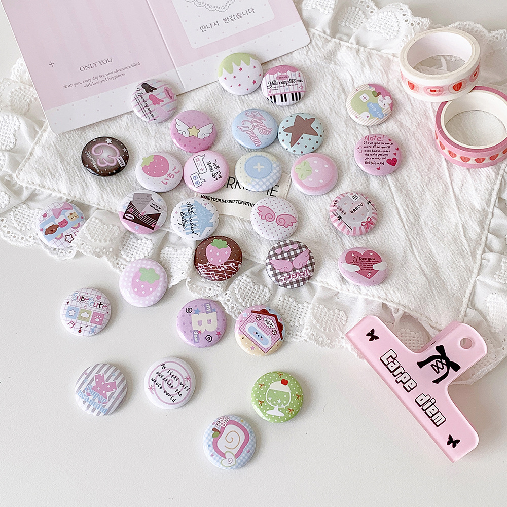O1CN01jUTcHq1s2Jt7fyThs_2217542565708-0-cib.jpg Mini 25mm Cute Pin Badge Custom Metal Medal High Aesthetic Value DIY Accessory Packaging Decor For Girl's Heart - Image 1