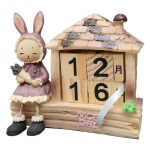 New Wooden Rabbit Calendar Decorative Ornaments American Vintage Style Tabletop Gifts for New Year Festivals Birthdays