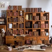 Mieden Cherry Wood Stamp Ornament American Vintage Style Retro Letter Series Rubber DIY Handmade Album Decorations - Image 5