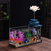 Creative Glass Goldfish Tank Mini Water Fountain Ornament for Living Room Desktop Small Home Decoration Wealth Attracting Fish Bowl - Image 2