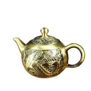黄铜龙凤山水茶壶家居茶桌茶具纯铜摆件龙凤呈祥小茶壶会销礼品 - Image 5