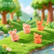 微景观卡通植绒小鹿树脂小摆件 园艺造景diy装饰品配件钥匙扣挂件