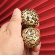 Bronze Dragon And Phoenix Handball Wenhua Health Ball Walnut Model Small Handball Handle Piece Bronze Trinket Custom Metal Medal Badge - Image 3