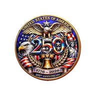 USA 250th Anniversary Custom Metal Medal Badge Gold-Plated Engraved Colorful Craft Collection Commemorative Gift Decorative Figurine - Image 5