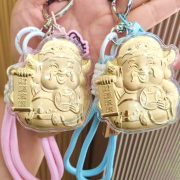 Water Cave Golden Yuanbao招财 Cat Keychain Mobile Phone Accessory Custom Metal Medal Badge Wealth And Fortune Cat Business Gift - Image 3