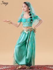 Aladdin Jasmine Princess Halloween Performance Costume Children's Indian Dance Female Ethnic Style Stage Outfit Adult Size - Image 4