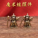 Retro Bronze Magic Frog Miniature Figurine Creative Wizard Frog Collectible Desktop Decorative Item Custom Metal Medal Badge