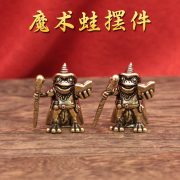 Retro Bronze Magic Frog Miniature Figurine Creative Wizard Frog Collectible Desktop Decorative Item Custom Metal Medal Badge