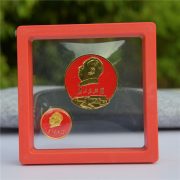 Custom Metal Medal Badge Red Emblem Chairman Mao Round Moon Chest Badge Service For People 3.5cm Transparent Red Box - Image 2