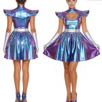 Laser Space Theme Cosplay Dress Adult Stage Performance Costume Halloween Party Gloves Set Popular Halloween Outfit