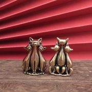 黄铜猫摆件实心黄铜工艺家居客厅玄关装饰办公室桌面茶宠精致摆件 - Image 4