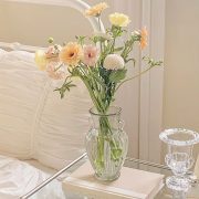 Double-Eared Vertical Transparent Glass Flower Vase Customizable Decorative Ornament for Fresh and Dried Flowers Green Ivy - Image 5