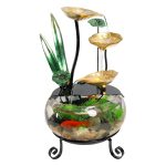 Creative Glass Fish Tank Water Flowing Fountain Small Desktop Landscape Ornament Ideal Opening Gift Decoration