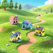 Customizable Decorative Ornaments European Countryside Villa Miniature House Creative Moss Succulent Landscaping Small Figurines