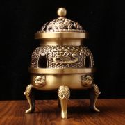 薰炉仿古帝王三层香炉大号家用檀香炉四大神兽香炉金属工艺品摆件