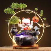 Creative Wealth Cat Flowing Water Fountain Ornament for Living Room Office Decor Desktop Circular Water New Chinese Style Gift Opening - Image 2