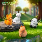 Creative Miniature Customizable Decorative Ornament Realistic Miniature Guinea Pig Fox Animal Figurine DIY Decoration Accessory