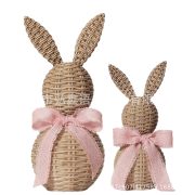 Creative Easter Decorative Rabbit Ornament Customizable Wickerwork Style Home Desktop Decoration Festival Atmosphere Gift - Image 5