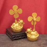 New Arrival Gold Sand Color Wealth God Statue Lucky Money Bucket Home Desktop Decoration Metal Craft Windmill Rotating Prosperity - Image 3