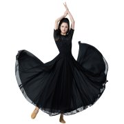 Modern Dance Costume Long Sleeve Maxi Skirt Adult Stage Performance Dress Waltz Long Dress Practice Uniform Square Dancing - Image 5