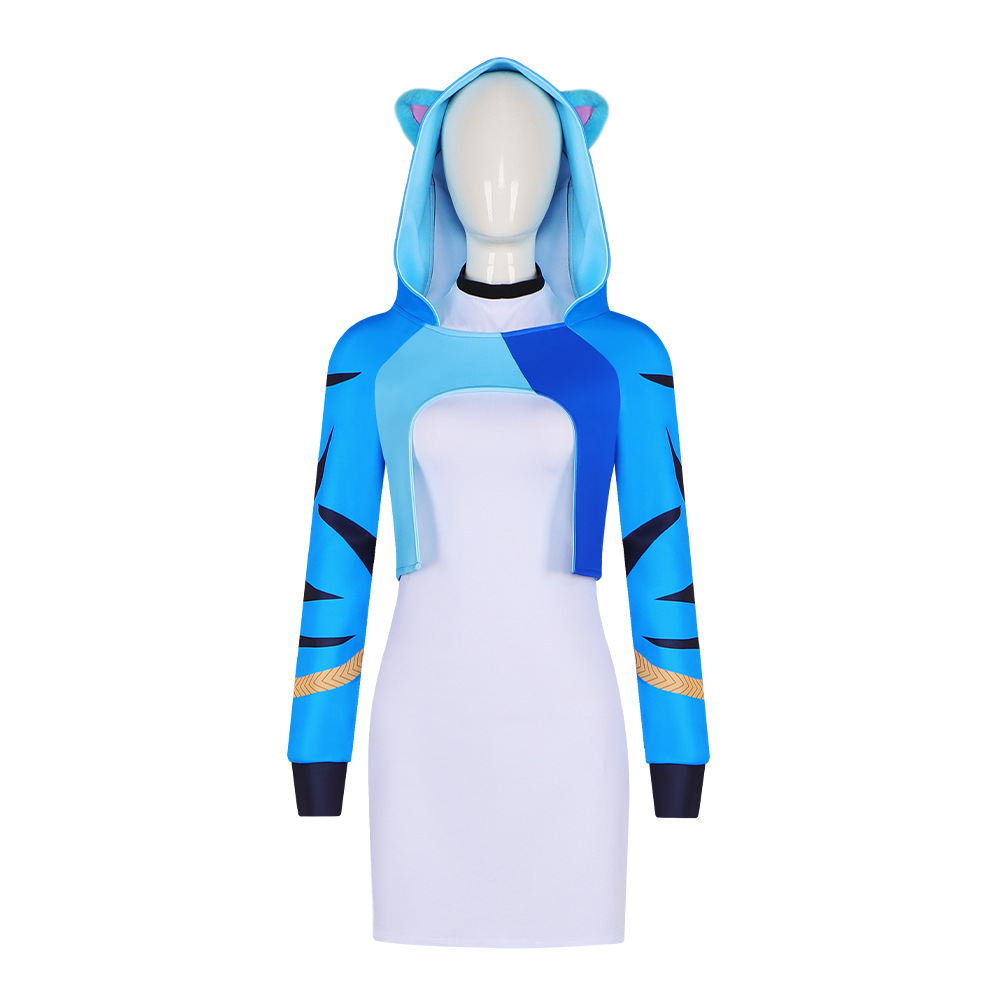 O1CN01nAew8K1vG0XiSCfIX_2744716144-0-cib.jpg Blue Devil Cat Tiger Sweatshirt Adult Stage Performance Costume K-POP Star Hunter Magic Girl Cosplay Halloween Performance Clothes - Image 1