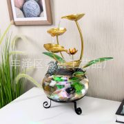Simplified Desktop Colorful Light Glass Aquarium Ornament Craftwork Lucky Water Flowing Fountain for Office Front Desk Coffee Table - Image 3
